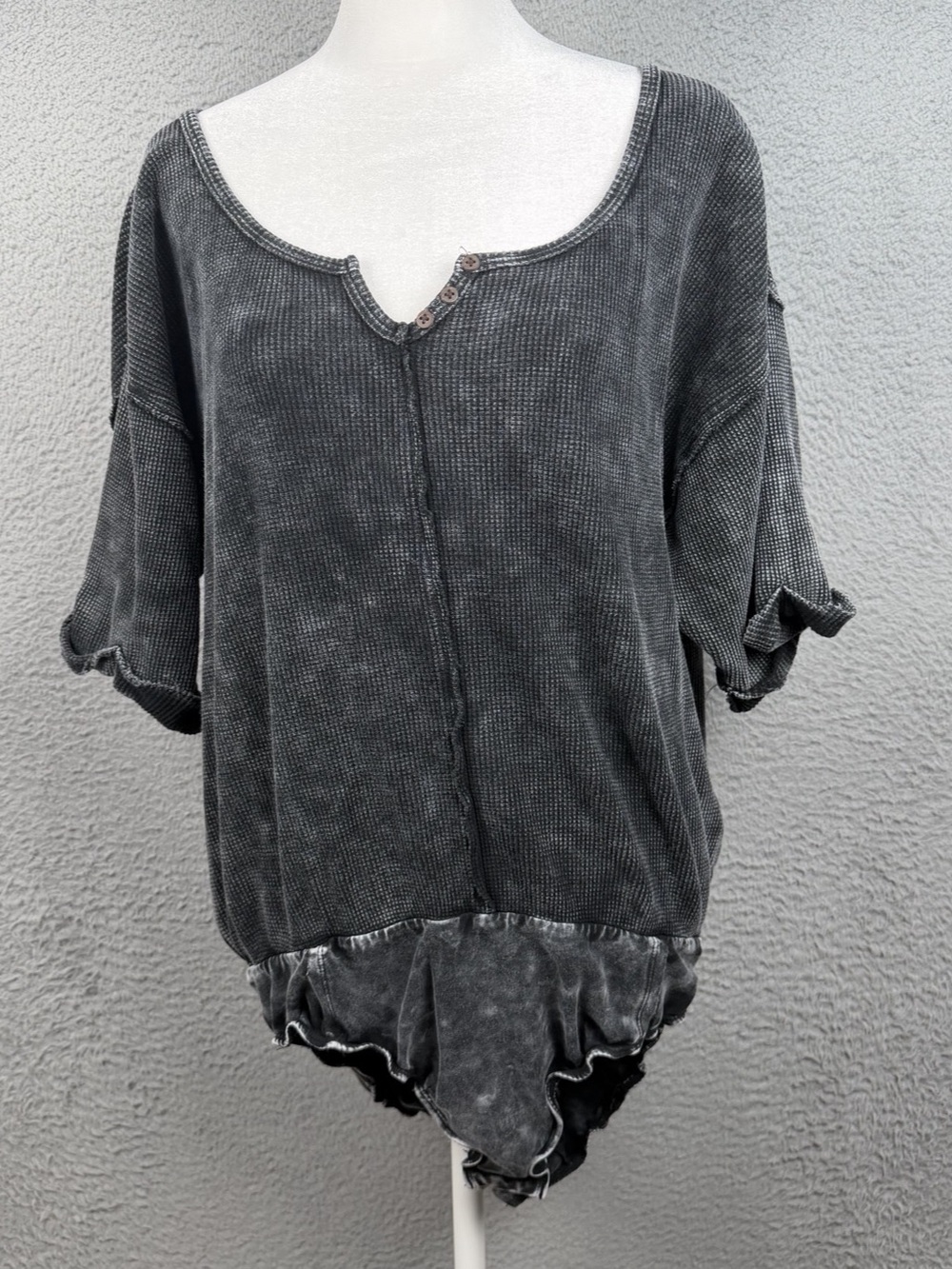 Free People Movement Bodysuit Womens Large Washed Black Go With The Flow Preppy